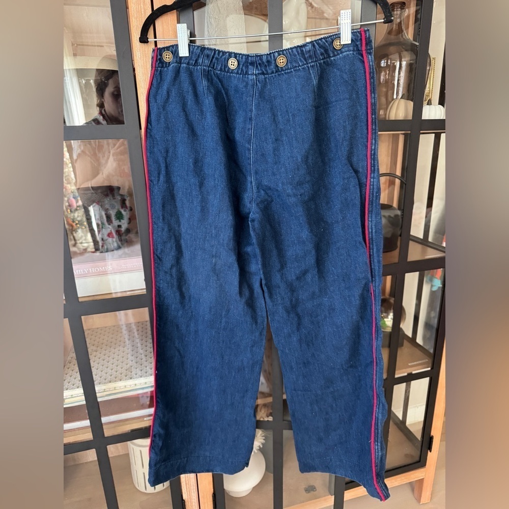 Vintage 90s Ralph Lauren jeans denim pants wide leg buttons brass embroidered